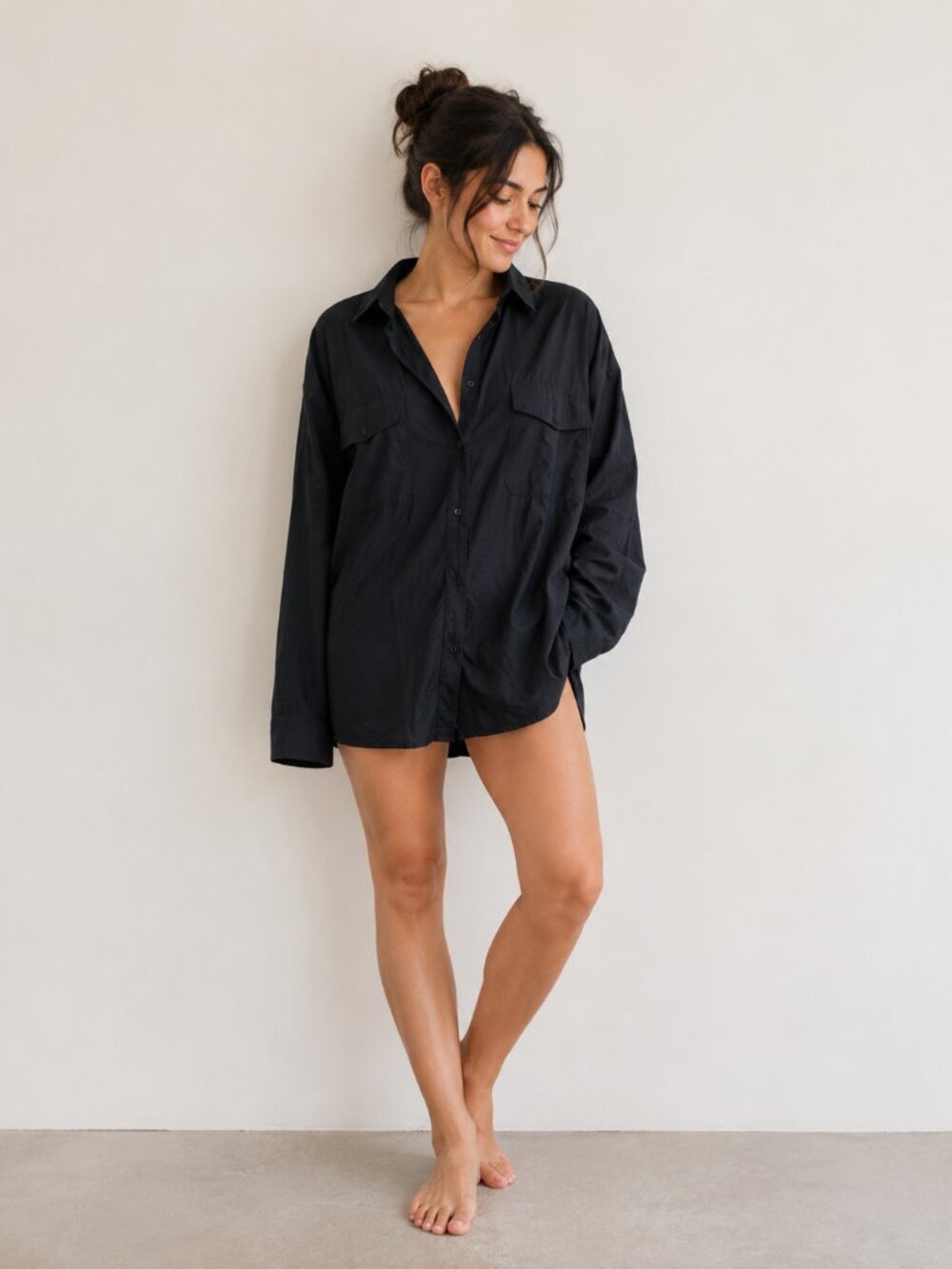 Oversized Womens Boyfriend Shirt Size 12 NWOT Boohoo Navy Big Shirt